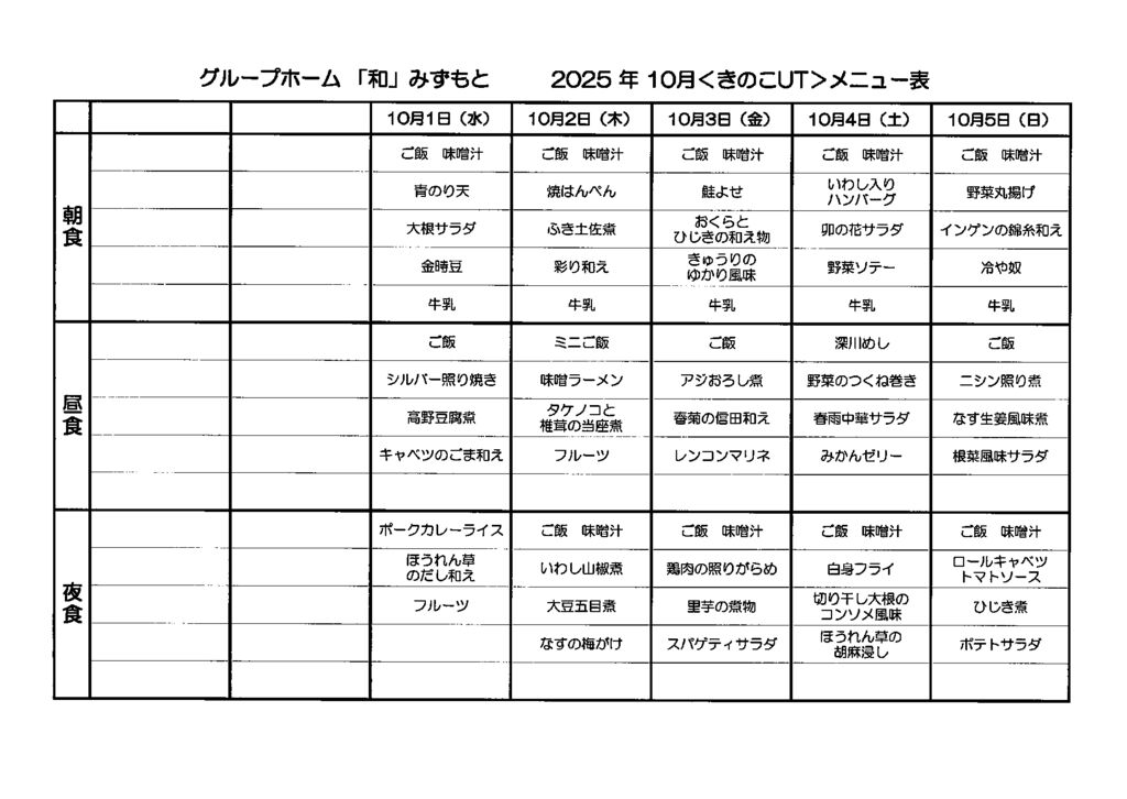 きのこUTメニューのサムネイル